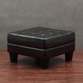 Leather Tufted Ottoman Dark Brown