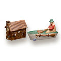 Log Cabin & Fisherman Salt & Pepper Shaker Set