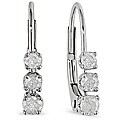 14k White Gold 1/4ct TDW Diamond 3-stone Hoop Earrings (H-I, I2-I3)