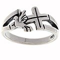 Sterling Silver Dove with Cross Ring