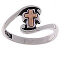 14-kt Yellow Gold Cross and Sterling Silver Ring