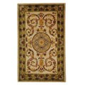 Handmade Classic Agra Ivory/ Green Wool Rug (4' x 6')