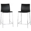 Broadway Black Leather Counter Stools (Set of 2)