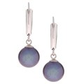 DaVonna 14k White Gold Black Cultured Pearl Drop Earrings
