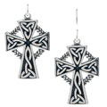 Sterling Silver Large Celtic Cross Earrings (17 mm W x 37.15 mm H)