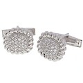 Icz Stonez Sterling Silver Rope Design CZ Cuff Links