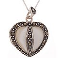 Silver Marcasite Heart Mother of Pearl Pendant