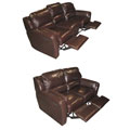 Chocolate Reclining Leather Sofa and Reclining Loveseat Set