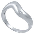 Sterling Silver Curve Ring with Gem Set Diamond