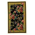 Hand-hooked Midnight Garden Black Wool Runner (2'6 x 4')