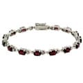 Glitzy Rocks Sterling Silver Diamond Accent Garnet Bracelet
