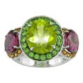 14k White Gold Diamond Multi Gemstone Ring