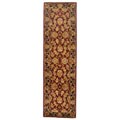Handmade Heritage Kashan Burgundy/ Black Wool Runner (2' x 8')