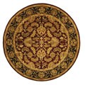 Handmade Heritage Kashan Burgundy/ Black Wool Rug (8' Round)