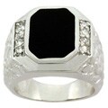 Icz Stonez Sterling Silver Men's Onyx CZ Ring