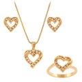 Icz Stonez 18k and Icz Stonez Sterling Silver 3-piece CZ Heart Gift Set