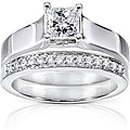 14k White Gold 5/8ct TDW Princess and Round Diamond