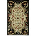 Hand-hooked Aubusson Fruit Black Wool Runner (2'6 x 4')