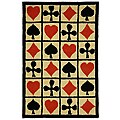 Hand-hooked Poker Ivory Wool Rug (3'9 x 5'9)