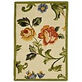 Hand-hooked Garden of Eden Ivory Wool Runner (2'6 x 4')