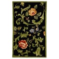 Hand-hooked Garden of Eden Black Wool Runner (2'6 x 4')
