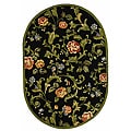 Hand-hooked Garden of Eden Black Wool Rug (7'6 x 9'6 Oval)