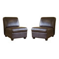 Bernay Espresso Brown Faux Leather Club Chairs (Set of 2)