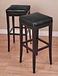 Kari Black Leather Barstools (Set of 2)
