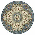Hand-hooked Fruit Harvest Blue Wool Rug (8' Round)
