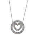 Silver 1/8ct Diamond 3-in-1 Circle Heart Necklace