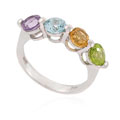 Glitzy Rocks Sterling Silver 5-mm Multi Gemstone Ring