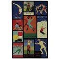 Hand-hooked Vintage Poster Sports Wool Rug (5'3 x 8'3)