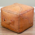 Handcrafted Leather Ottoman with Lacing (Peru)