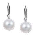 14k White Gold Akoya Pearl Diamond Earrings