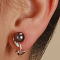 DaVonna 14k White Gold Black Cultured Akoya Pearl Earrings