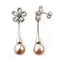14k White Gold Pink Cultured Akoya Pearl Earrings (8.5-9 mm)