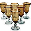 Set of 6 Blown Glass Golden Amber Goblets (Mexico)