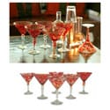 Set of 6 Crimson Swirl Memoirs Martini Glasses (Mexico)