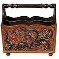 Leather and Mahogany Songbirds Magazine Rack (Peru)