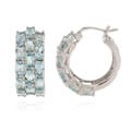 Glitzy Rocks Sterling Silver 9 CTW Genuine Blue Topaz 3-tier Hoop Ear