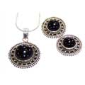 Handmade Black Onyx Necklace & Earring Set (India)