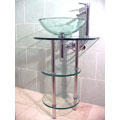 Pedestal Glass Vanity Stand with Glass Shelves