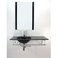 Modern Black Glass Vanity with Formed Glass Sink