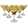 Set of 6 Amber Martini Glasses (Mexico)