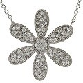 Sterling Essentials Sterling Silver Pave CZ Daisy Necklace