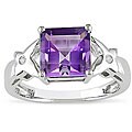 10k White Gold Square Amethyst Ring