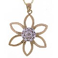 10k Gold 1/8ct TDW Diamond Flower Necklace (I, I3)