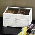 4-drawer Glass Top White Jewelry Box