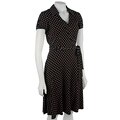 Tahari ASL Polka Dot Jersey Wrap Shirt Dress