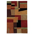 Handmade Rodeo Drive Modern Deco Rust/ Multi New Zealand Wool Rug (6' x 9')